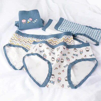 Ladies  Summer Print Girl Panties Bragas Algodn Mujer Cute