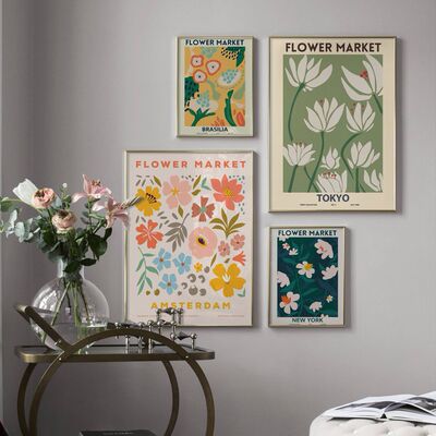 Minimalist Abstract Flower Market Nordic Posters And Print M