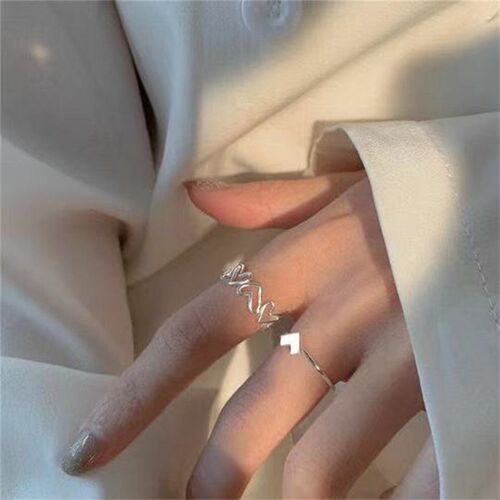 Korea Silver Color Peach Hearts Rings For Women Kpop Simple