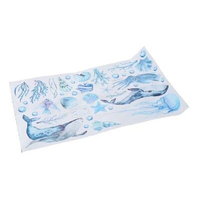 Bathtub Wall Stickers Background Wall Underwater Animals