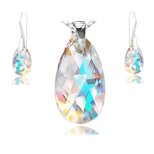 Hot Crystals  Blue Aurora Borealis Adorned Woman Fashion Ear
