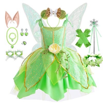 Tinker Bell Tutu Dress Kid Girls Princess Fairy Costume