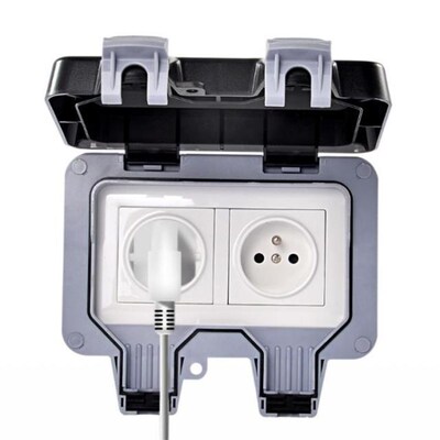 External Outdoor IP66 2 Slot Wall Socket Dustproof Surface-M