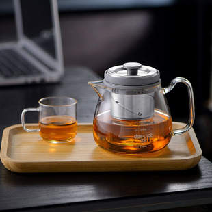 玻璃泡茶壶旋转升降式 玻璃内胆花茶壶飘逸壶 茶水分离过滤飘逸杯