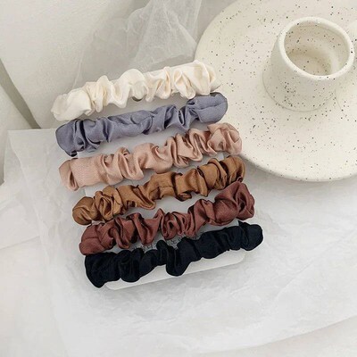 6Pcs/Set Woman Scrunchies Silk Hairband Hair Ties Girls tail