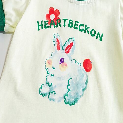 Cute Kids Girls Clothes Sets Summer Cartoon Rabbit Short Sle