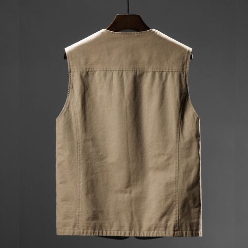 Mens Plus Size Pure tton V-neck Vest For Middle-aged And El