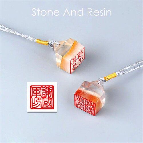 Square Natural Stone Resin Mini Customize Name Stamp