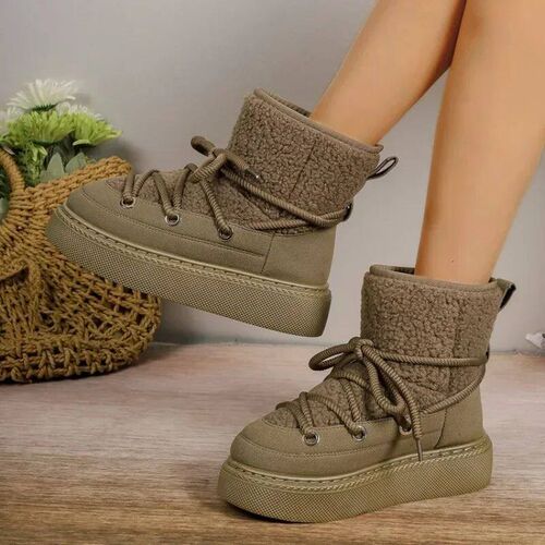 Womens Thick-soled Cross-strap Snow Boots Women Winter Roun