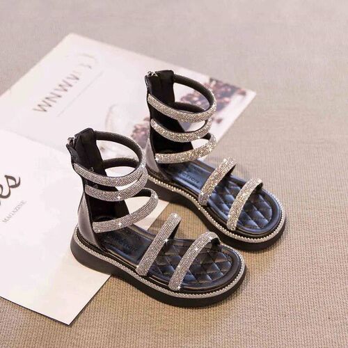 Summer Childrens Girls Gladiator Sandals Rhinestone Crysta