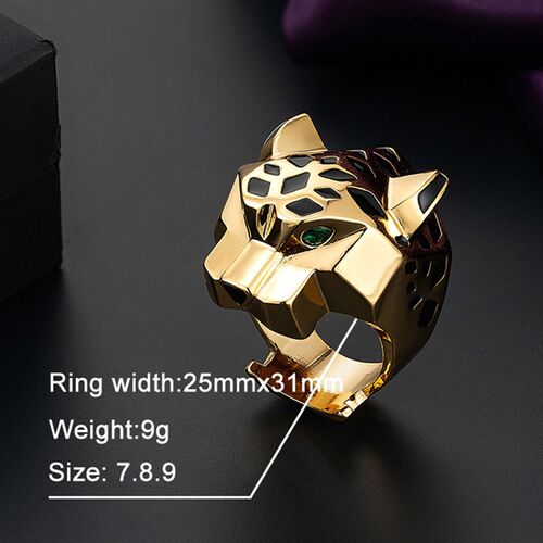 Zlxgirl rendy fine Jet enamel leopard Woman men Finger Ring