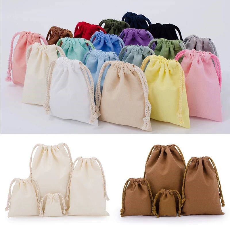 Cotton Drawtring Storage Bag White  Bag for Candy Gift Packa图片