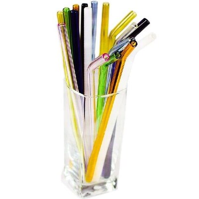 Mirror Polish Colorful Glass Straw, Creative Sucker Drinks,