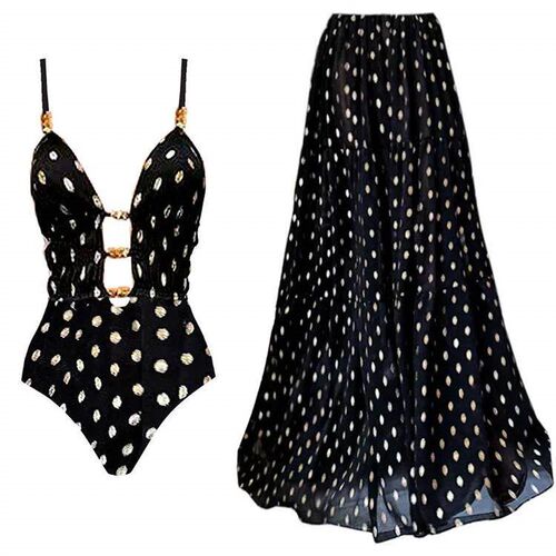 Swimsuit deep wave dot print one-piece swimsuit set for
