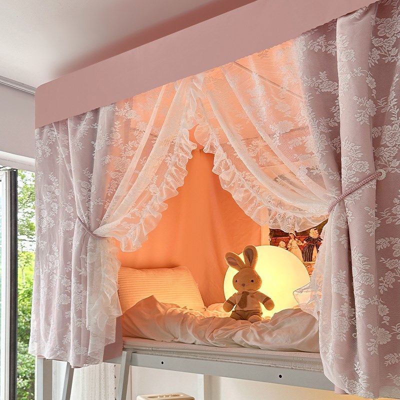 公主蕾丝层强遮光布床帘学生宿舍蚊帐一体式寝室上下铺通用床幔,床上用品,蚊帐,淘宝优惠券,粉丝福利购,淘宝优惠卷