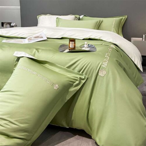 Nordic imitatoon washed silk four-piece solid color embroide