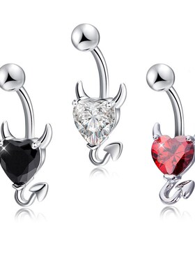 Love & Annie Heart Navel Belly Button Rings Devil Shape Red