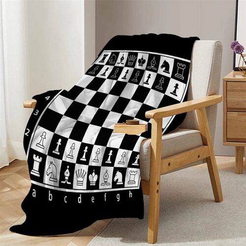 Chess Board Flannel Fleece Throw Blanket Grid Checkered Patt