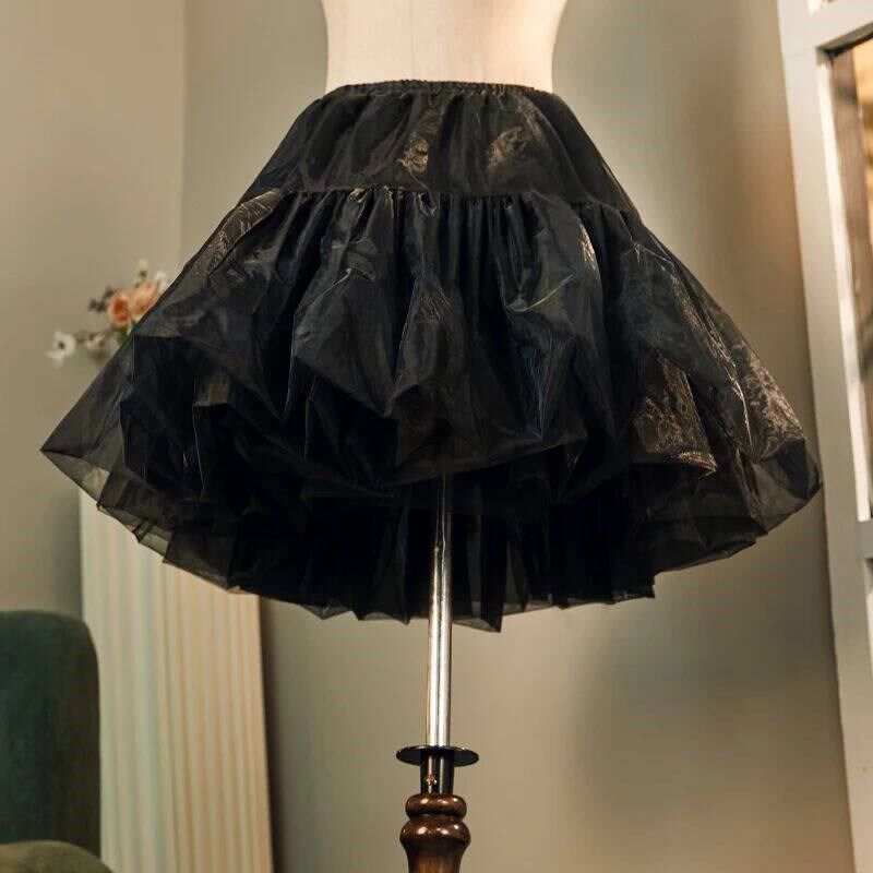 Girls short petticoat no hoop skirt?black crinoline?fabric - 实物图