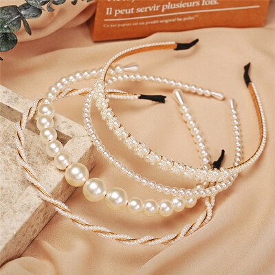 New Simple Full Pearls Women Hairbands Sweet Headband Hair H