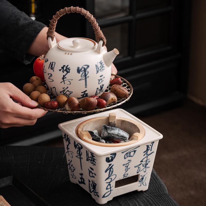 围炉煮茶器烤茶手写木炭炉家用室内日式陶瓷户外烧烤火炉子烧水壶