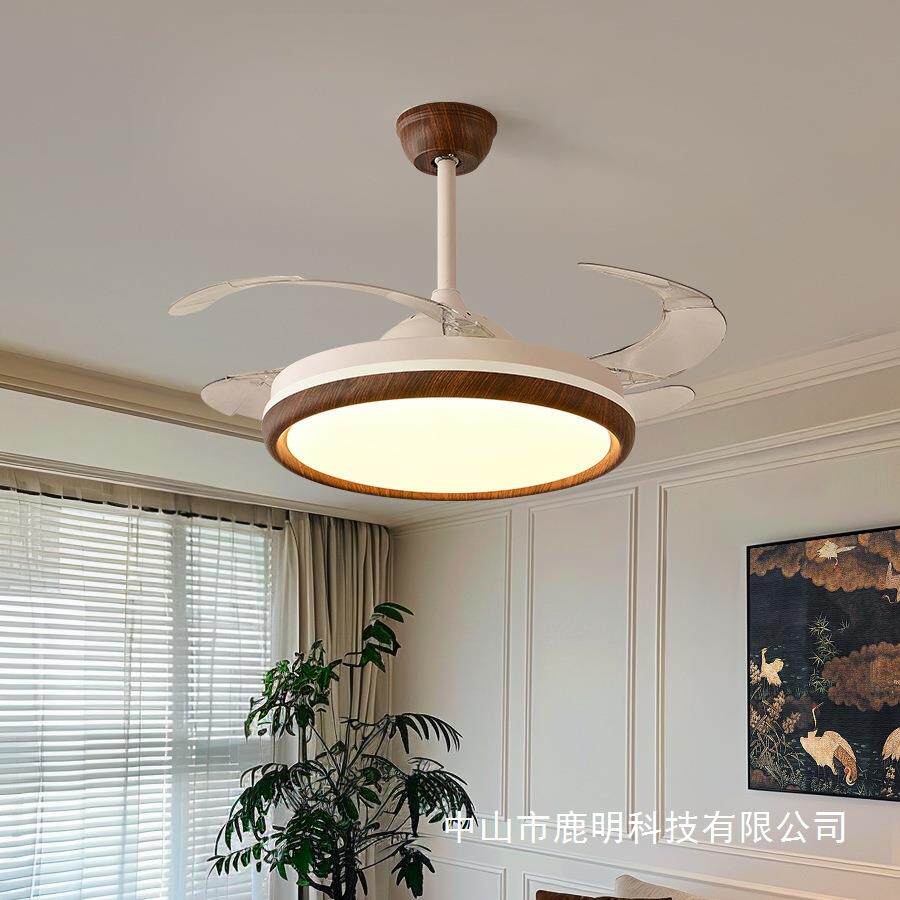 法式中古风风扇灯客厅卧室护眼静音电风扇隐形风扇灯一体风扇吊灯