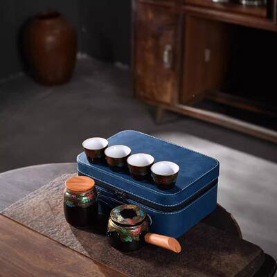 日侧把11242壶旅功纳夫茶具套装便捷收式包陶瓷户外行茶具叶罐礼