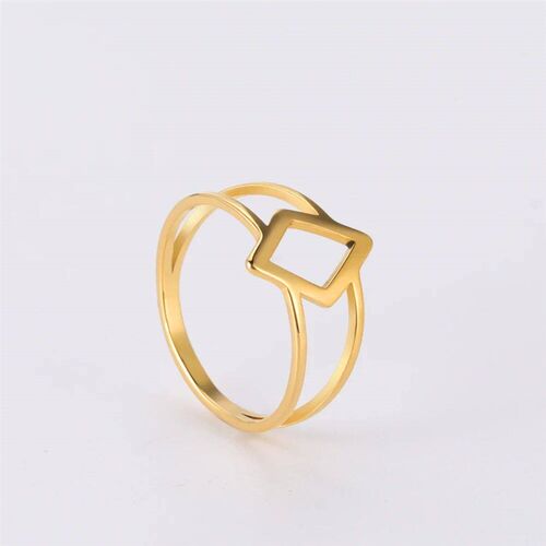 Skyrim Stainless Steel Simple Hollow Rhombic Womens Rings W