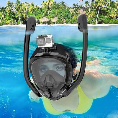 Full Face Snorkel Mask 180Panoramic View Silicone Dry Top