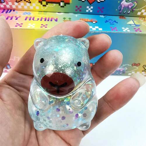 Cartoon Capybara Decompression Toy Soft Glitter Gummy Fidget