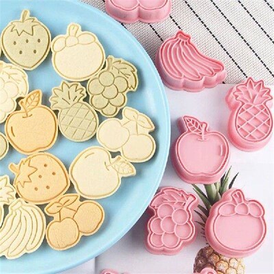 8 Pcs Fruit Biscuits Cookie Cutters and Stamper Cartoon