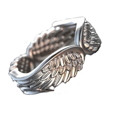 Zhuyue Design Angel Wing Feather Wing Ring Vintage Thai Silv