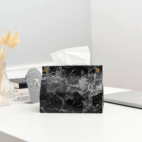 Tissue Case Box Container PU Leather Marble Pattern Napkin T