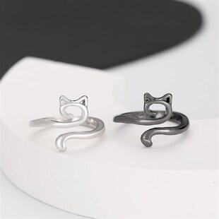 Opening Adjustable Fashion Animal Cat Ring Jewelry欧美猫戒指