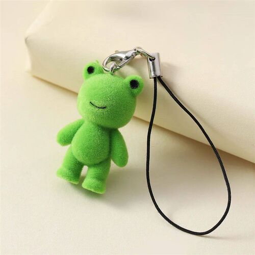 Cute 3D Flocking Frog Keychain Flocked Little Frog Couple Mo