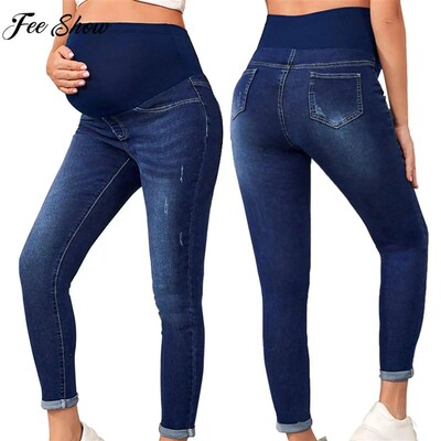 Pregnant Women High Waist Support Belly Jeans Maternity Hip