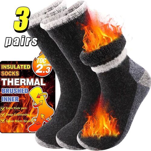 3Pairs Super Thick Merino Wool Socks Male Men Winter Thermal