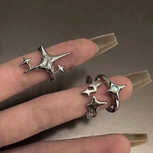 Vintage Irregular Cross Star Open Ring for Women Men Punk Go