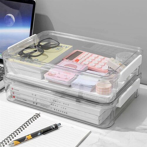 A4 Transparent Storage Box Portable Plastic Large Capacity D