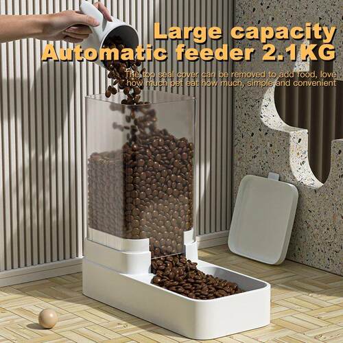 Automatic Cat Feeder & Water Dispenser with Gravity Food Sto