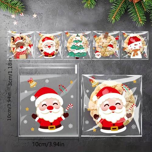 Christmas Treat Bags Self Sealing Candy Cookie Pouches