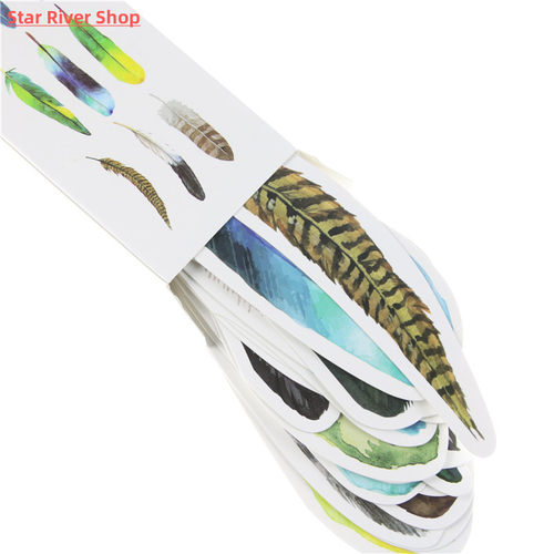 30pcs/Pack Cute Creative Colorful Feather Paper Bookmark Sta