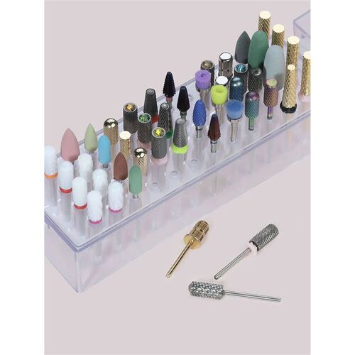 Transparent 48holes Nail Drill Bits Storage Box Empty Clear