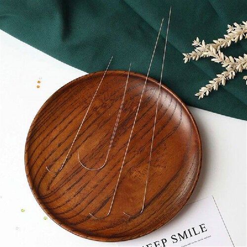 3PCS Big Eye Curved Beading Needles Stainless Steel Sewing