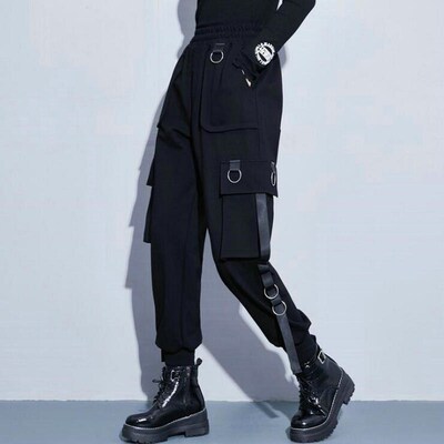 Setwear Cargo Pants Women Casual Joggers Black High Waist Lo