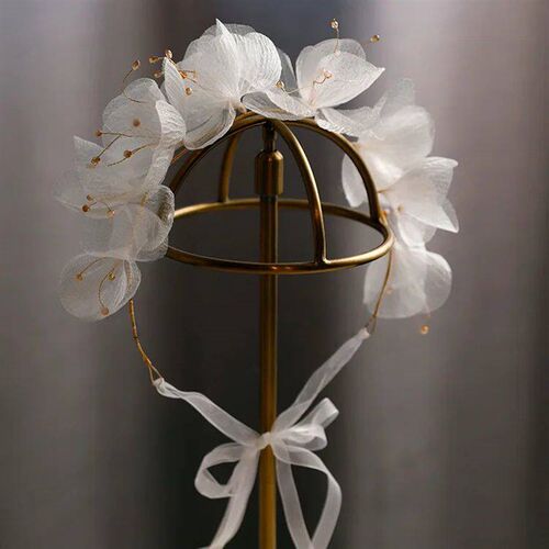 Korean Soft organza flower headbands Earring Set Sweet Beaut