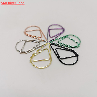 50 Pcs Metal Material Drop Shape Paper Clips Gold Silver Col