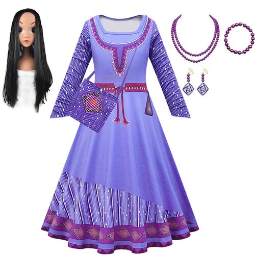 Movie Wish Asha Cosplay Costume Asha Princess Purple Long Dr