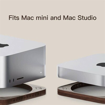 Desktop Dustproof Stand for Mac and Mac Studio Walnut Wooden