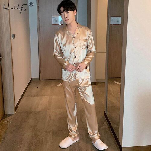 Men Loungewear Pyjamas Set for Men Nightwear Long Sleeve Sle